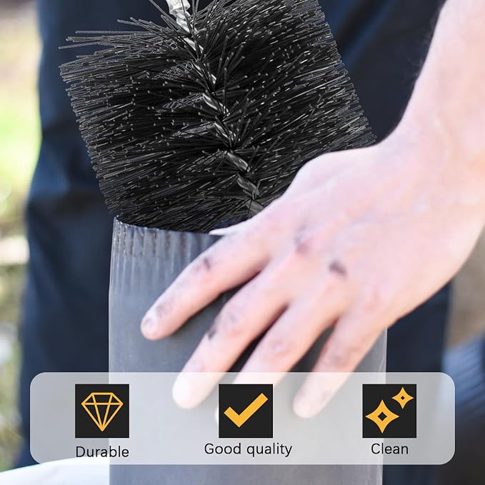 6 Inch Poly Round Chimney Cleaning Brush, 1/4 NPT Fitting, Masonry Flue - Image 3