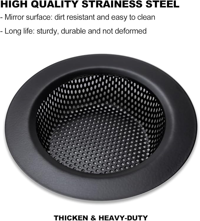 Black Kitchen Sink Drain Strainer, Sink Drain Cover, Food Catcher, Large Wide - Image 4