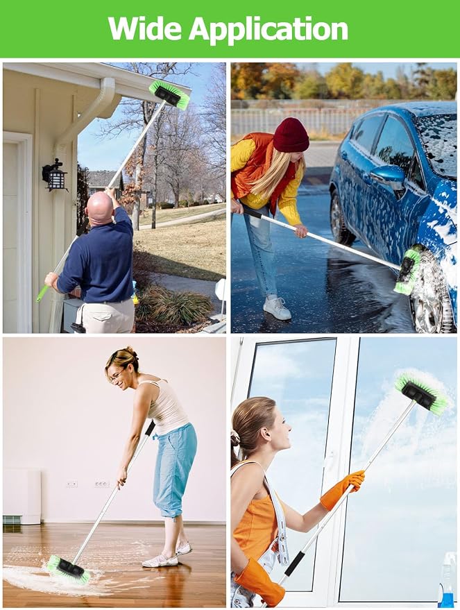 Five-Sided Car Wash Brush with Long Handle，Soft Bristle Scrub Cleaning Mop with - Image 7
