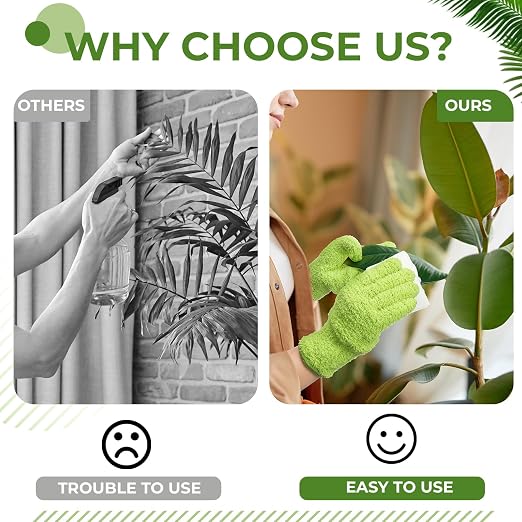 Nuanchu 8 Pack Plants Cleaning Wipes and 1 Pair Microfiber Dusting Gloves Based - Image 4