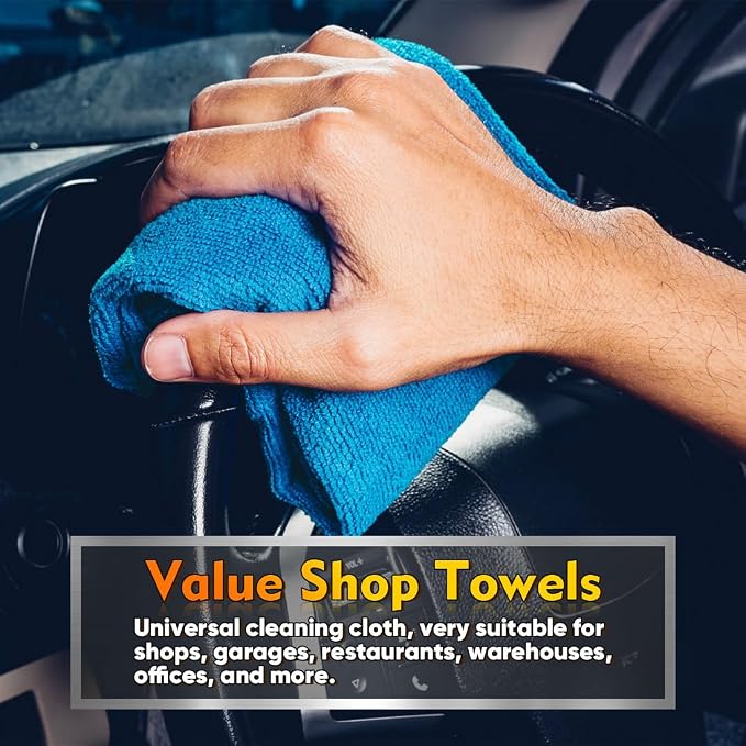 HOMEXCEL Blue Microfiber Cleaning Cloths 100 Pack, Reusable Cleaning Rags Shop - Image 3