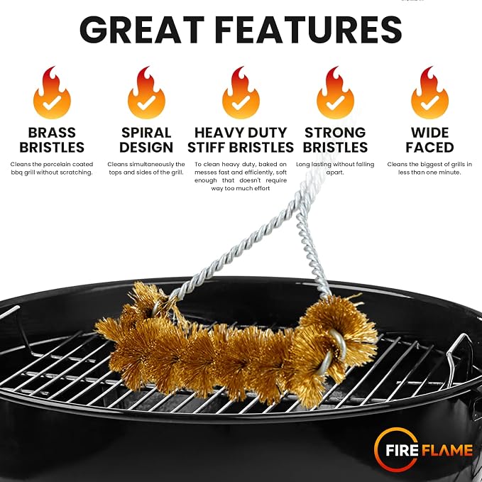 Fireflame BBQ Grill Brush – Non-Scratch Brass Bristles - Image 4