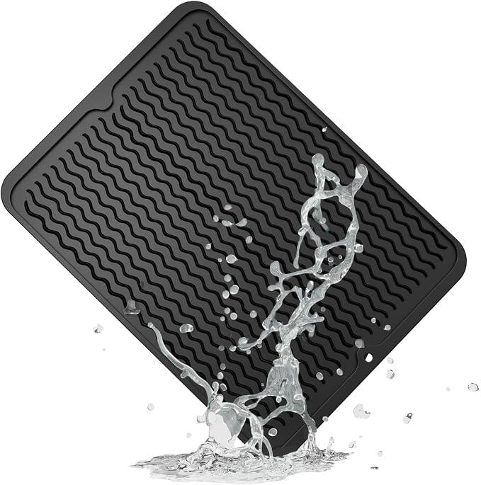 ZLR Silicone Dish Drying Mat for Kitchen Counter, Eco-Friendly Fast Dry Dish Mat by ZLR