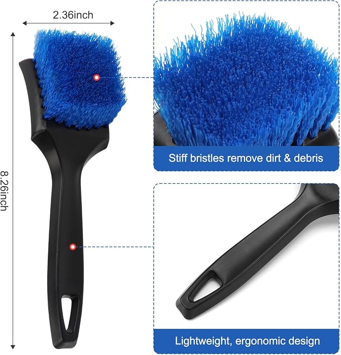 Wheel Rim Tire & Carpet Cleaning Brush Set, Soft & Stiff Bristle Wash Cleaning - Image 4