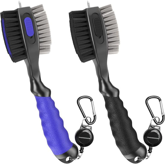 THIODOON 2 Pack Golf Club Brushes and Groove Cleaner 2 ft Retractable Zipline by THIODOON