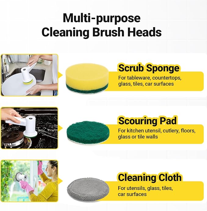 Electric Spin Scrubber, 3000 mAh Cordless Power - Image 4