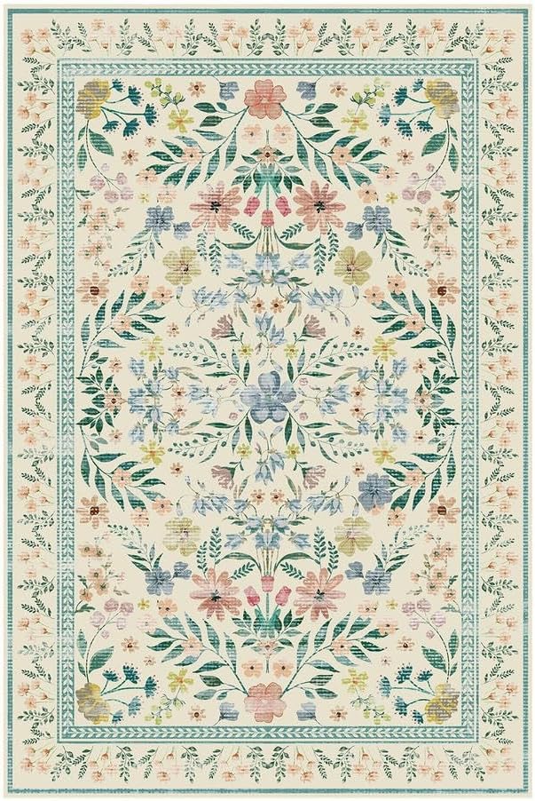 Floral Rug for Living Room Bedroom, 8x10 Area Rugs, Large Non Slip Low Pile - Image 9