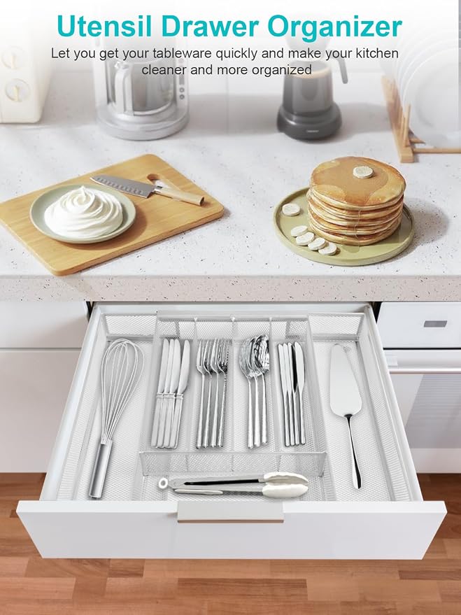 Silverware Organizer Metal Mesh, Drawer Organizer, Utensil Cutlery Tray - Image 4