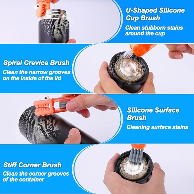 XANGNIER 4 in 1 Cup Lid Gap Cleaning Brush Set, 3 Pack Water Bottle Crevice - Image 5