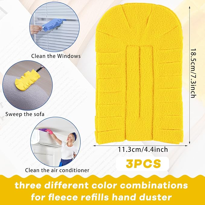 Zubebe 3 Pcs Duster Refill Reusable Fleece Duster Refills Feather Flat Dusters - Image 2
