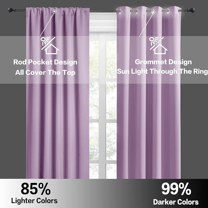 RYB HOME Small Kitchen Curtains, Room Darkening Drapes Energy Efficient Half - Image 6