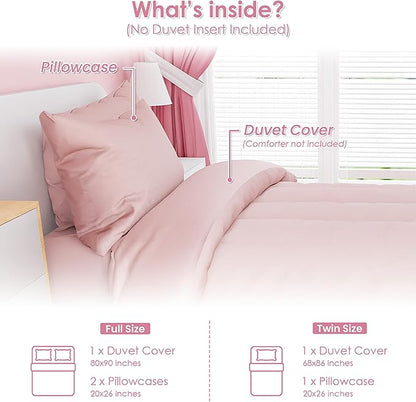 SANDJEST Pink Duvet Cover Sets Twin Size for Kids Girls, Include 1 Polyester Comforter Cover 68x86 Inches and 1 Pillowcase 20x26 Inches, Comforter Not Included, Gift for Christmas Birthday