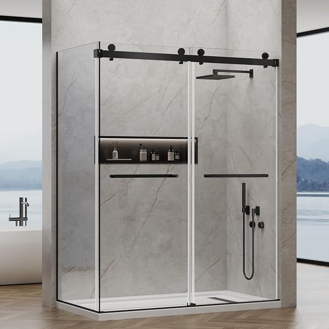 60x76 in Frameless Double Sliding Shower Door by YTSAHSTT