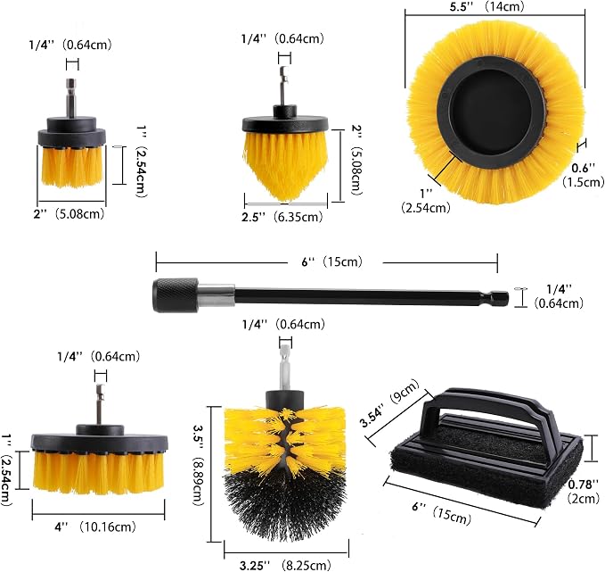 7 Piece BBQ Grill Cleaning Brush Ultra Stiff Drill Powered Cleaning Brushes - Image 2