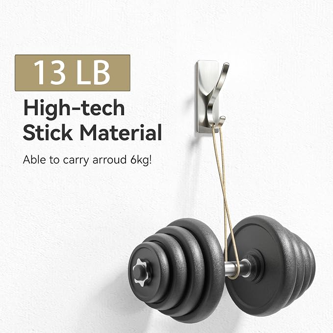 Self Adhesive Coat Hooks for Hanging: Heavy Duty Stainless Wall Hook for Towel - Image 2
