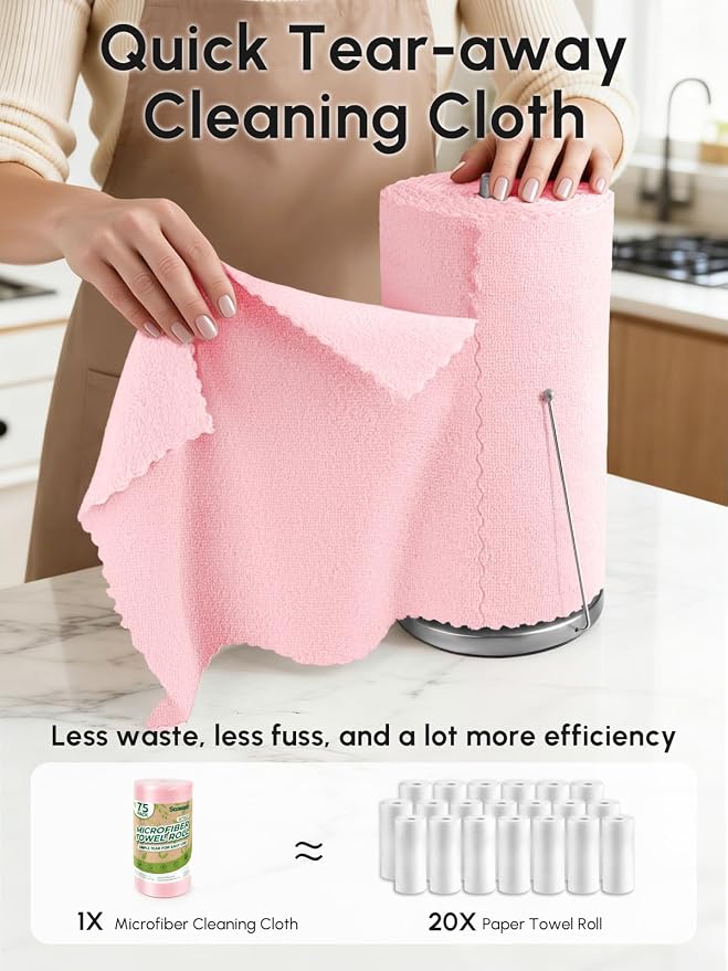 Microfiber Cleaning Cloths Roll, 225 Pack Tear Away Microfiber Towels Roll - Image 2