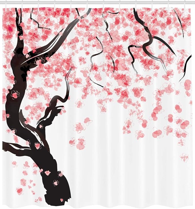 Ambesonne Floral Shower Curtain, Dogwood Tree Blossom in Watercolor Painting - Image 2