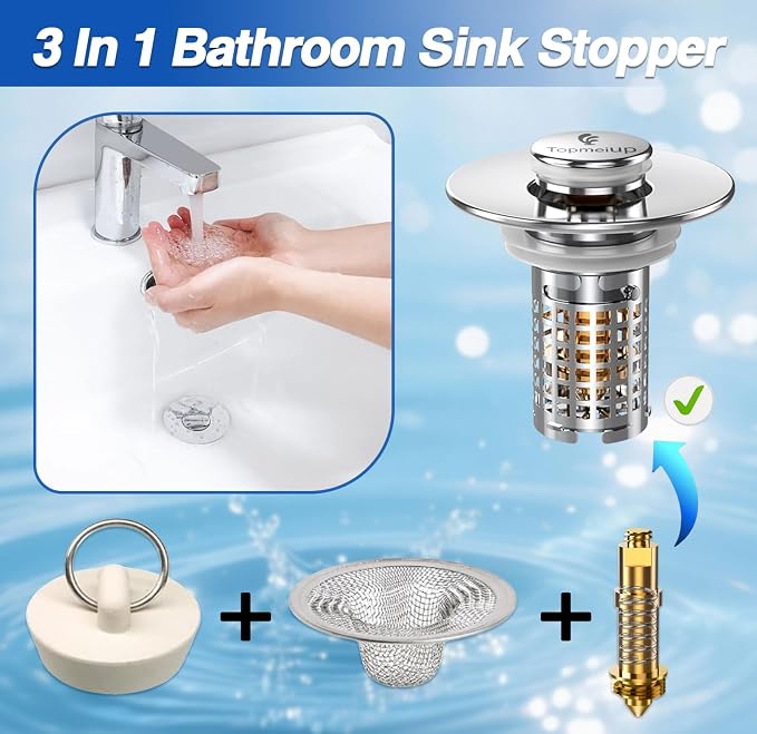 Sink Stopper Hair Catcher, Pop-up Sink Drain Strainer - Image 6