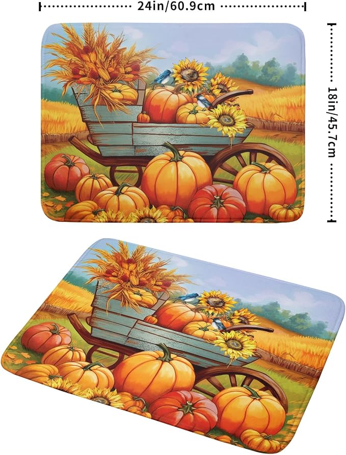 Thanksgiving Autumn Harvest Pumpkin Dish Drying Mat - Image 2