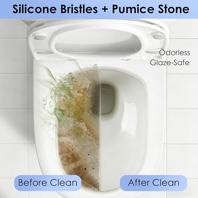 Toilet Cleaner Brush, Silicone Toilet Brush+Pumice Stone - Image 9