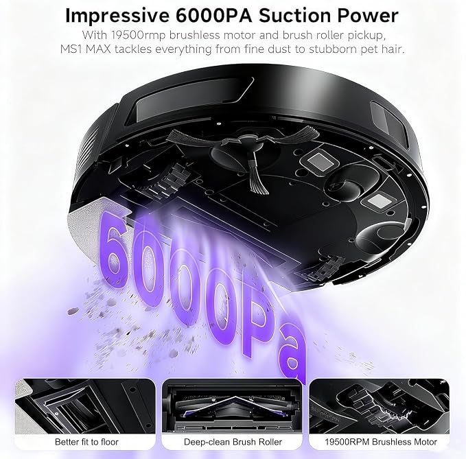 MONSGA Robot Vacuum and Mop Combo, 6000Pa Robotic Vacuum - Image 2