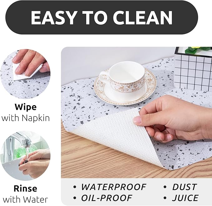 RAY STAR 12X120 Inch Shelf Liner for Kitchen Cabinets, Non-Adhesive Cabinet Liner Washable, PVC Drawer Liner for Dresser Non-Slip Bathroom (Stone)(5 Roll)