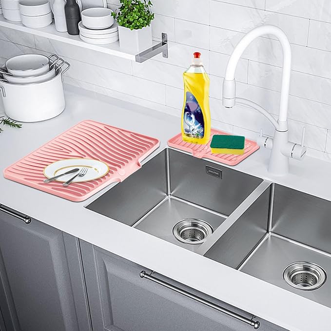 Silicone Dish Drying Mat for Kitchen Counter, Dish Drying Pad, Non-Slip Drain - Image 6
