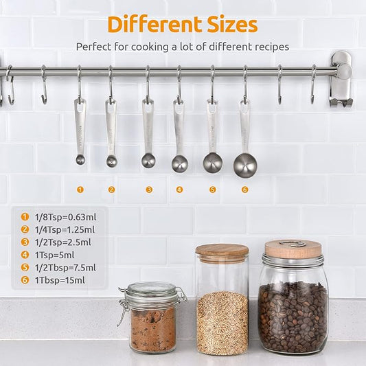Measuring Spoons: U-Taste 18/8 Stainless Steel Measuring Spoons Set of 6 Piece: - Image 2