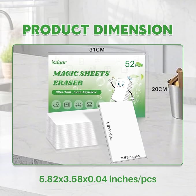 52 PCS Magic Sheet Eraser Sponge, GRS Certified, Ultra Thin - Image 7
