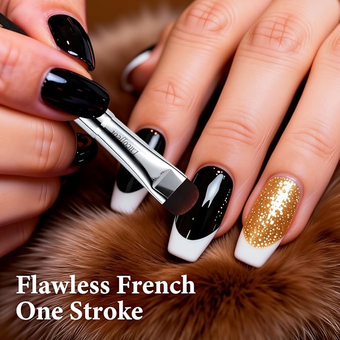 Nail Art Brush, 2-in-1 French Tip and Cuticle Cleanup Brush - Image 2
