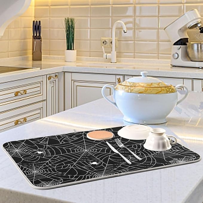 Halloween Spooky Spider Web Dish Drying Mat - Image 6