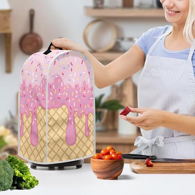 Blender Cover Kitchen Blender Dust Covers Food Processor Dust Proof Stand Mixer Case Coffee Maker Appliance Cover for Home Kitchen Indoor, Waffle Ice Cream Print