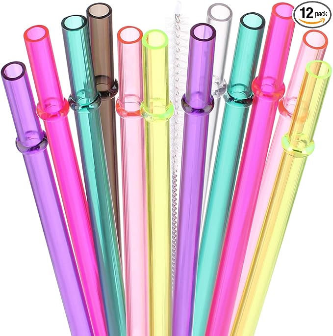 DAKOUFISH 8 Inch Reusable Plastic Replacement Drinking Straws by Dakoufish