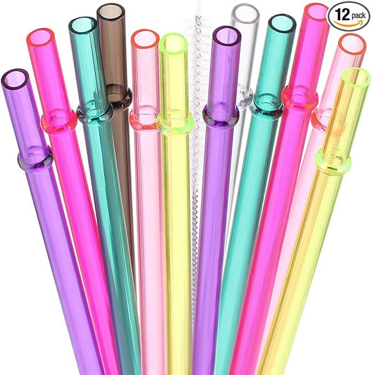 DAKOUFISH 11 Inch Clear Reusable Plastic Replacement Drinking Straws by Dakoufish