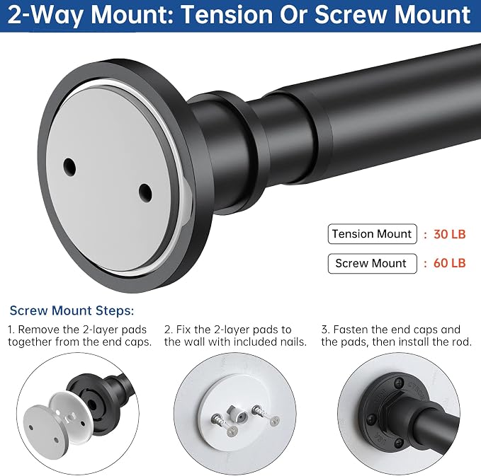 BRIOFOX Industrial Shower Curtain Rod - Image 3