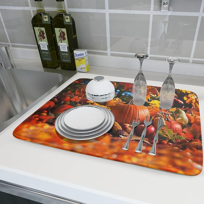 Fall Harvest Pumpkin Dish Drying Mat - Image 6