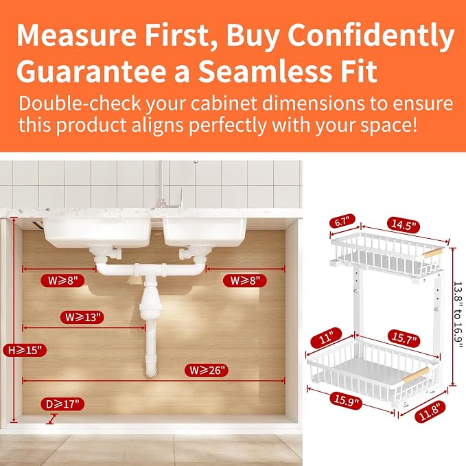 Under Sink Organizer, Under Sink Organizers and Storage, 2-Tier Pull Out Under - Image 2