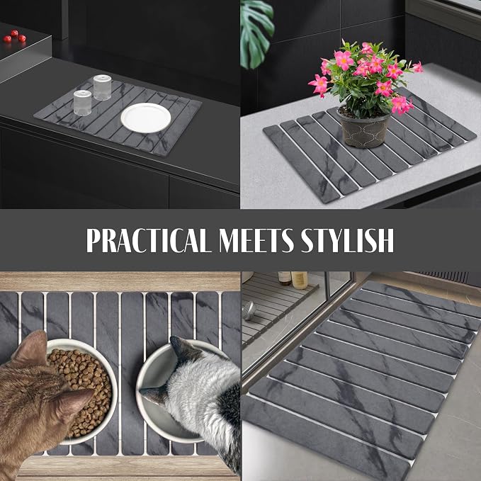 Large Stone Dish Drying Mats for Kitchen Counter, Quick Dry Collapsible Dish - Image 7