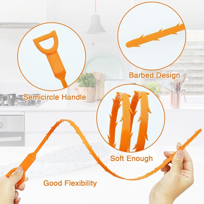 Drain Clog Remover, 25.2inch Flexible Long Pipe Snake Hair Clogs Catcher - Image 3