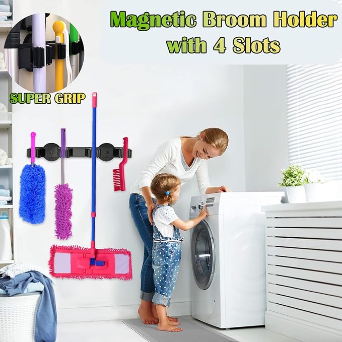 Strong Magnetic Mop Broom Holder, Heavy Duty Magnetic Mop Hanger - Image 2