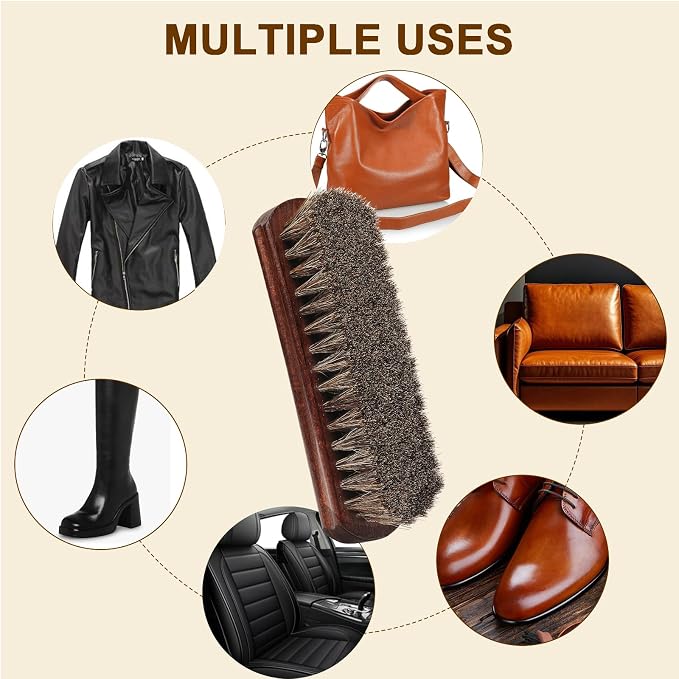 Professional 100% Horsehair Shoe Brush Premium Horsehair Dauber Applicators - Image 7