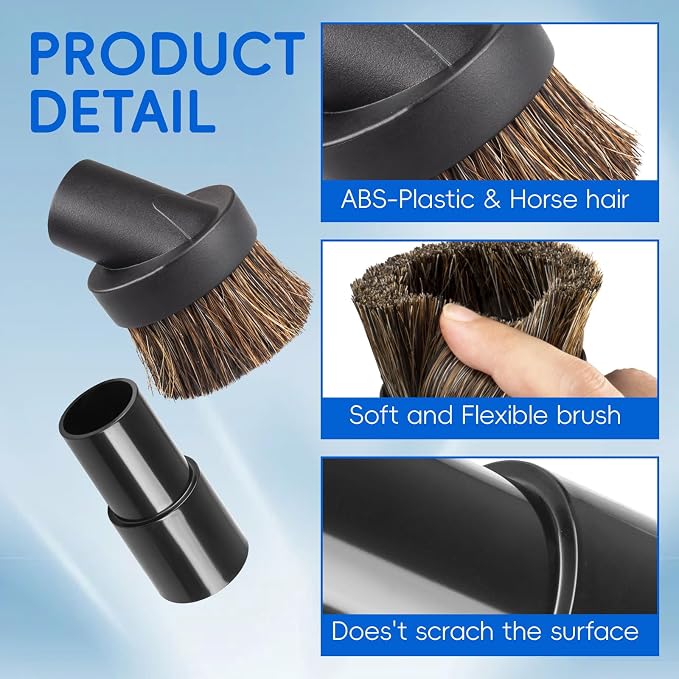 Vacuum Brush Attachments, 1.25” Round Dust Brush - Image 2