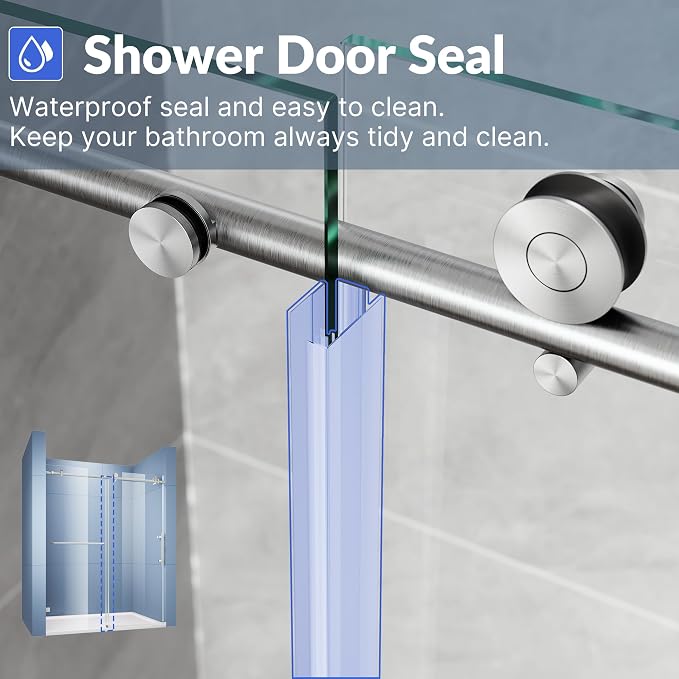 SUNNY SHOWER Frameless Shower Door 60" W x 79" H, Single Sliding Shower Glass - Image 5