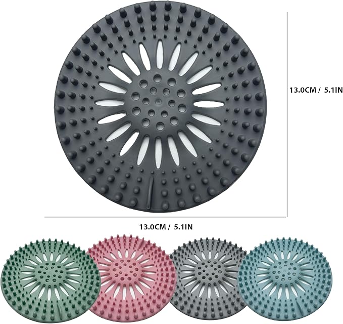 Silicone Drain Hair Catcher 5-Pack – Flexible TPR Drain Strainer & Cover - Image 3