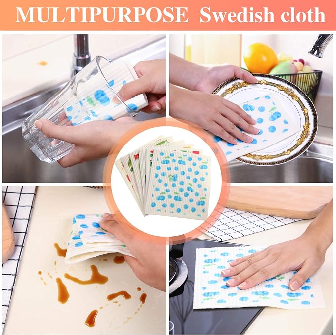 Patelai Mixed Fruit Swedish Kitchen Dishcloths Reusable Dish Towels Absorbent - Image 4