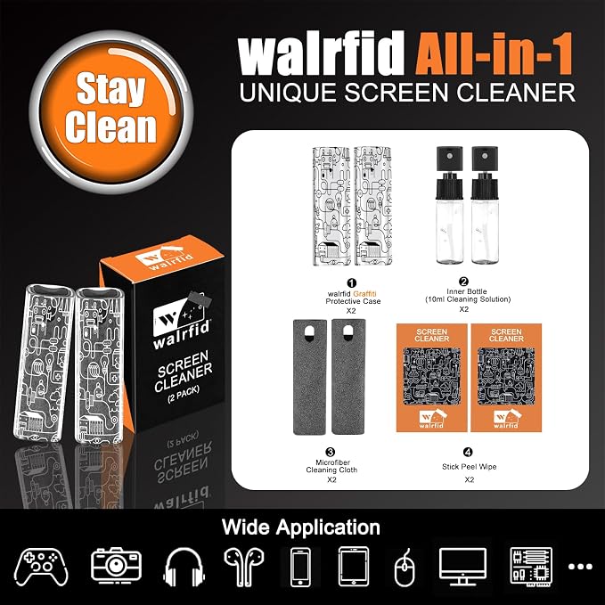walrfid 2pcs Car Screen Cleaner, Computer Screen Cleaner Spray and Wipe - Image 2