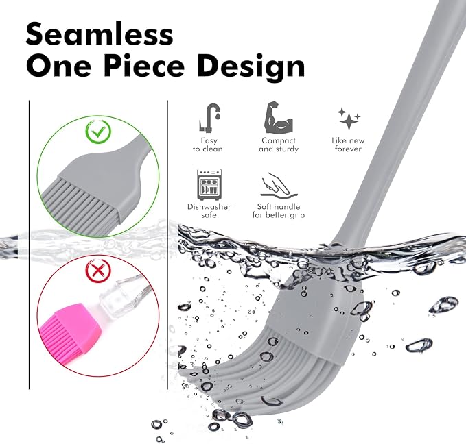 HOTEC Basting Brushes Silicone Heat Resistant Pastry Brushes Spread Oil Butter - Image 4
