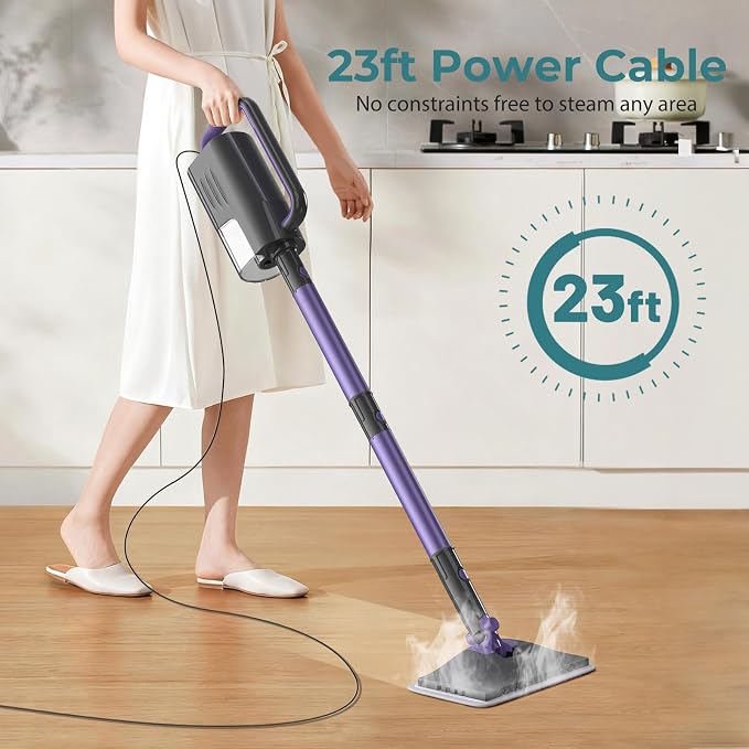 Steam Mop, Steam Cleaner with Large-Capacity Water Tank, 2 Washable Pads - Image 3
