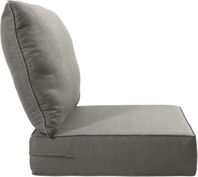 Luxury 22x24/22x25 6-Inch Outdoor Cushions for 5 Peice Patio Furniture Set - Set of 5 Water-Resistant Pillow for Dining Rocking Swivel Chairs Loveseat Couch Sectional Sofa - Grey