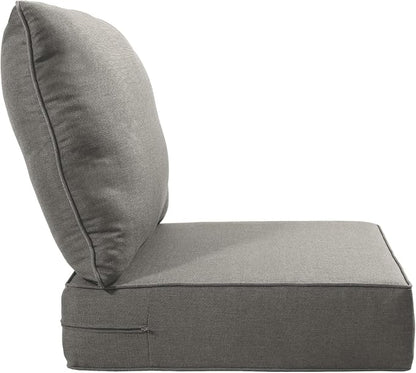 Luxury 22x24/22x25 6-Inch Outdoor Cushions for 5 Peice Patio Furniture Set - Set of 5 Water-Resistant Pillow for Dining Rocking Swivel Chairs Loveseat Couch Sectional Sofa - Grey